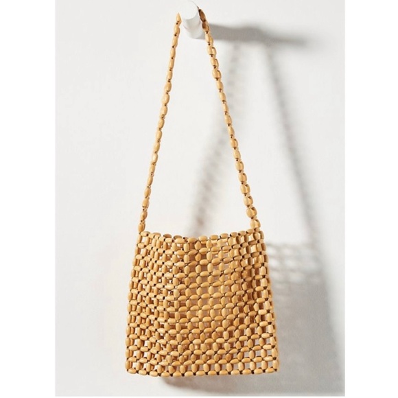 Faithfull the Brand Handbags - Anthropologie Faithfull the Brand NWT Bag Beaded Clutch Bag Natural Wooden $119
